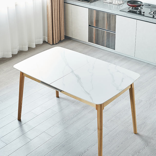 Minimalist Sintered Stone Dining Table White Extendable Dining Table for Kitchen
