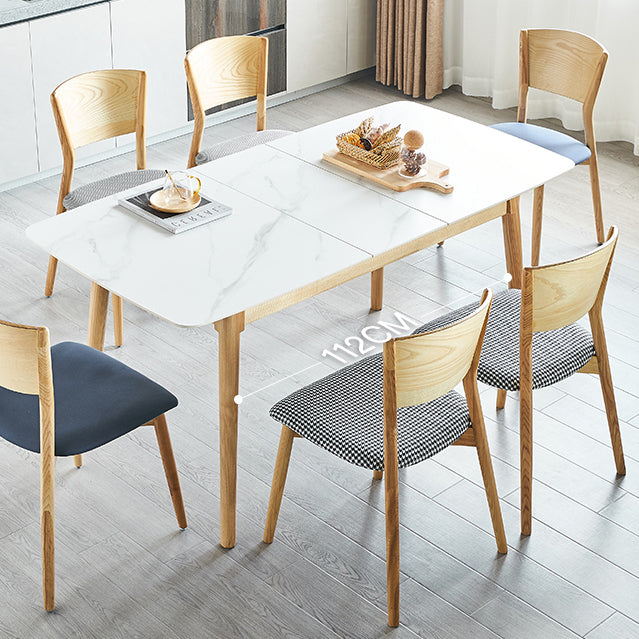 Minimalist Sintered Stone Dining Table White Extendable Dining Table for Kitchen