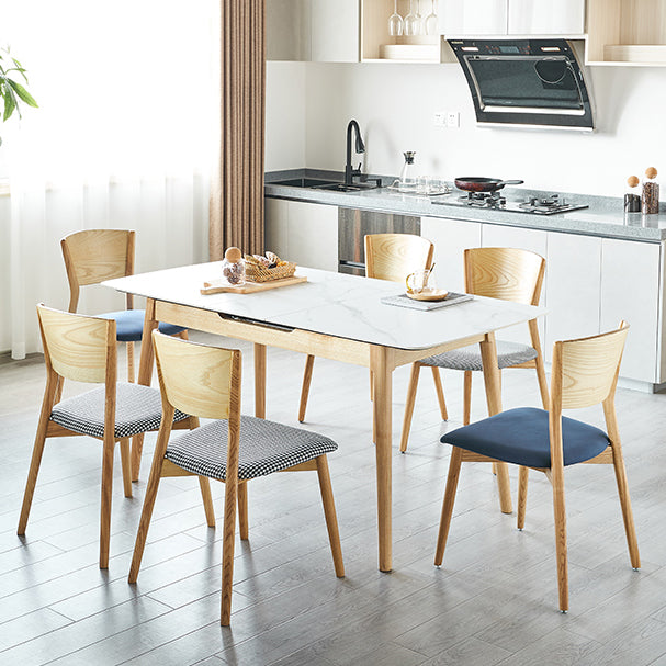 Minimalist Sintered Stone Dining Table White Extendable Dining Table for Kitchen