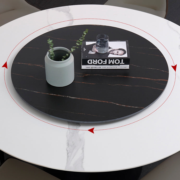 Contemporary Sintered Stone Table Standard Round Dining Table with Pedestal Base