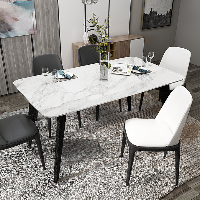Mesa de comedor industrial rectangular mesa fija con piedra sinterizada