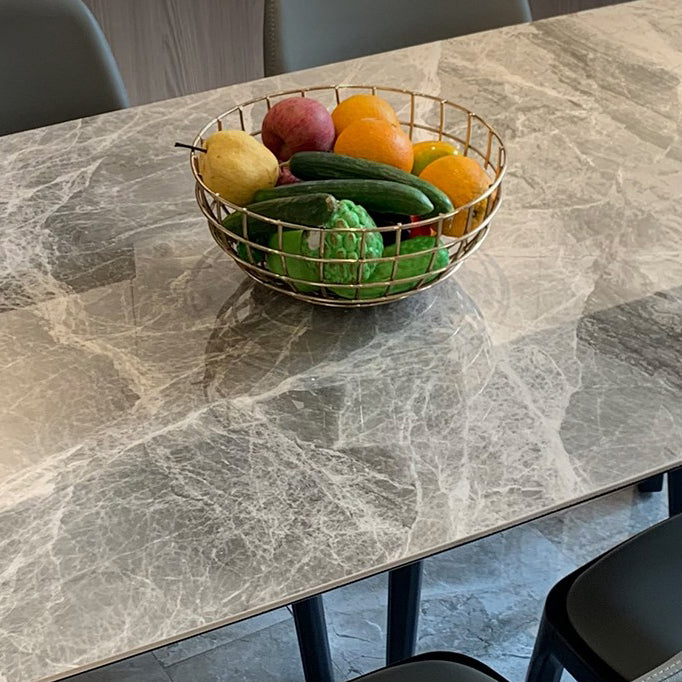 Mesa de comedor industrial rectangular mesa fija con piedra sinterizada