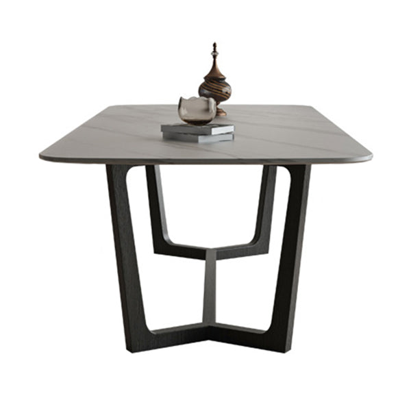 Industrial Sintered Stone Top Table Rectangle Table with Trestle Base