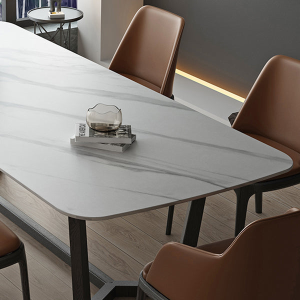 Industrial Sintered Stone Top Table Rectangle Table with Trestle Base