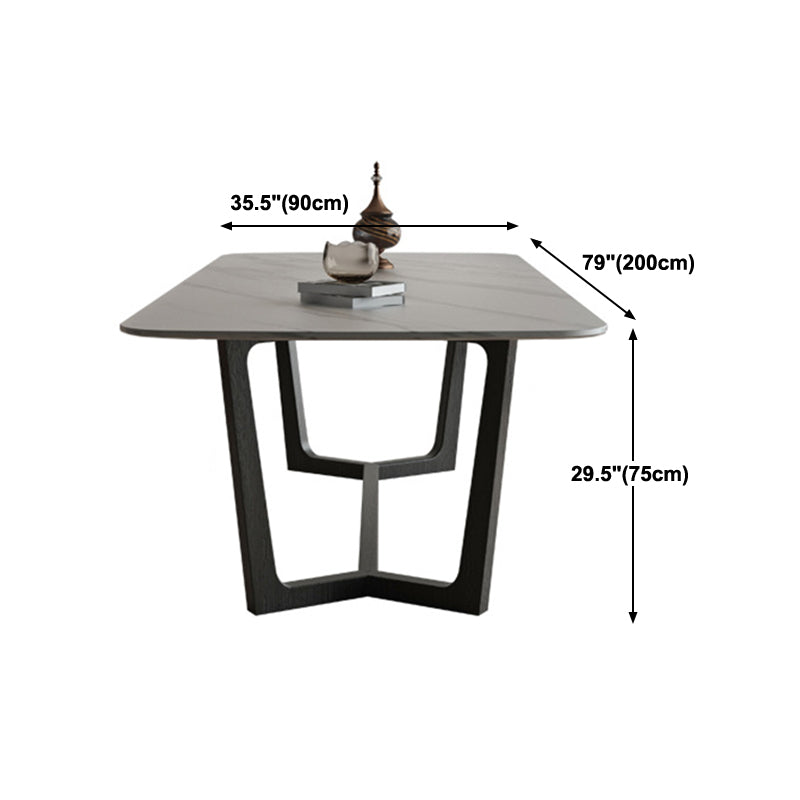 Industrial Sintered Stone Top Table Rectangle Table with Trestle Base