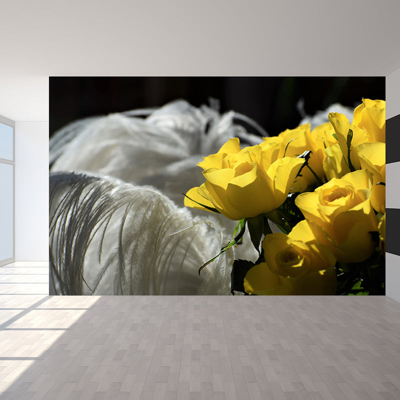 Mural Environment Friendly Bird Feather Mural Decorative Wallpaper for Living Room