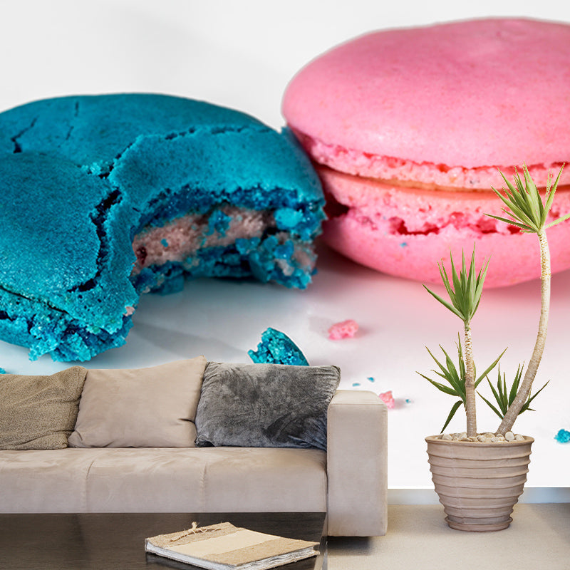 Macaron Environment Friendly Mural Decorative Wallpaper for Dessert Shop