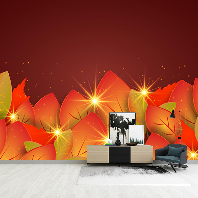 Eco-friendly Tropical Plants Mural Decorative Wallpaper for Study Room