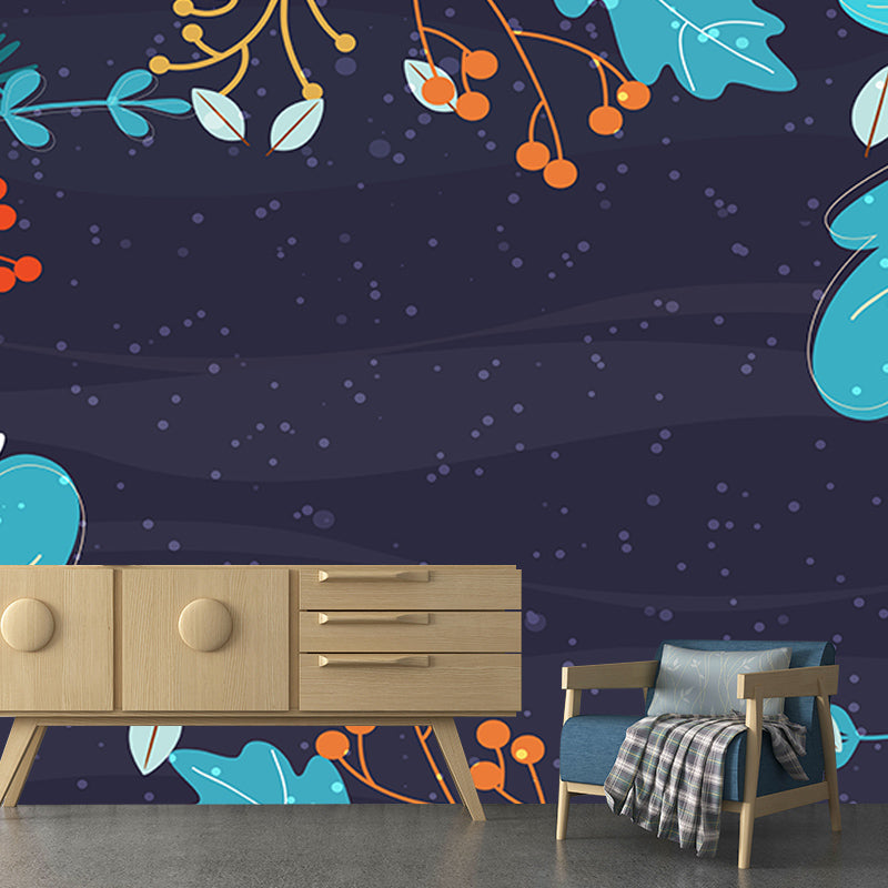 Eco-friendly Tropical Plants Mural Decorative Wallpaper for Study Room