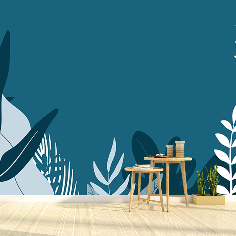 Eco-friendly Tropical Plants Mural Decorative Wallpaper for Study Room