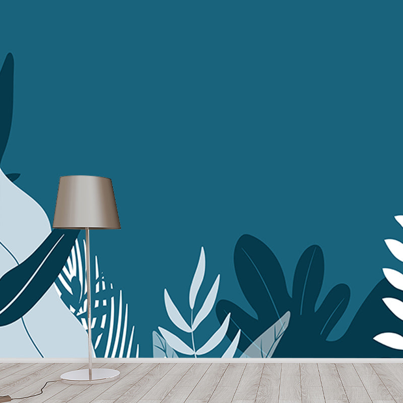 Eco-friendly Tropical Plants Mural Decorative Wallpaper for Study Room