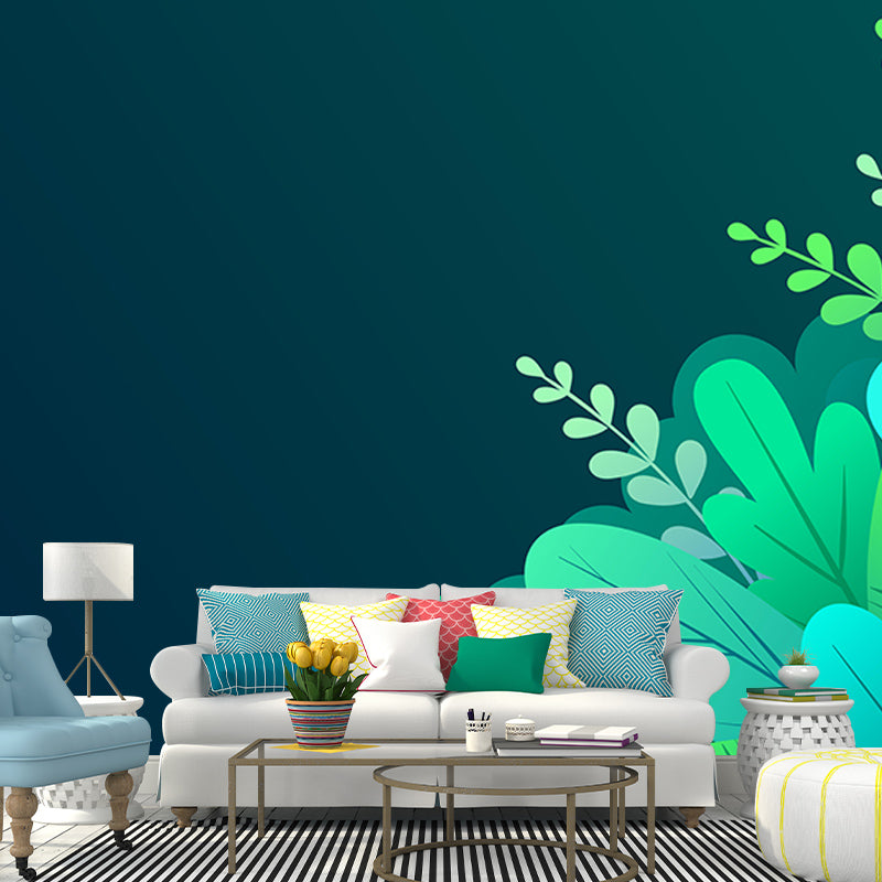 Kleurrijke tropische planten muurschildering decoratief behang voor slaapkamer
