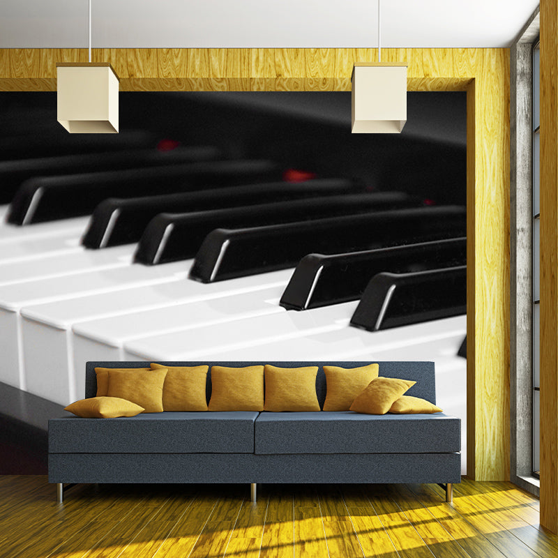Black and White Piano Mural Decorative Wallpaper Wall Covering