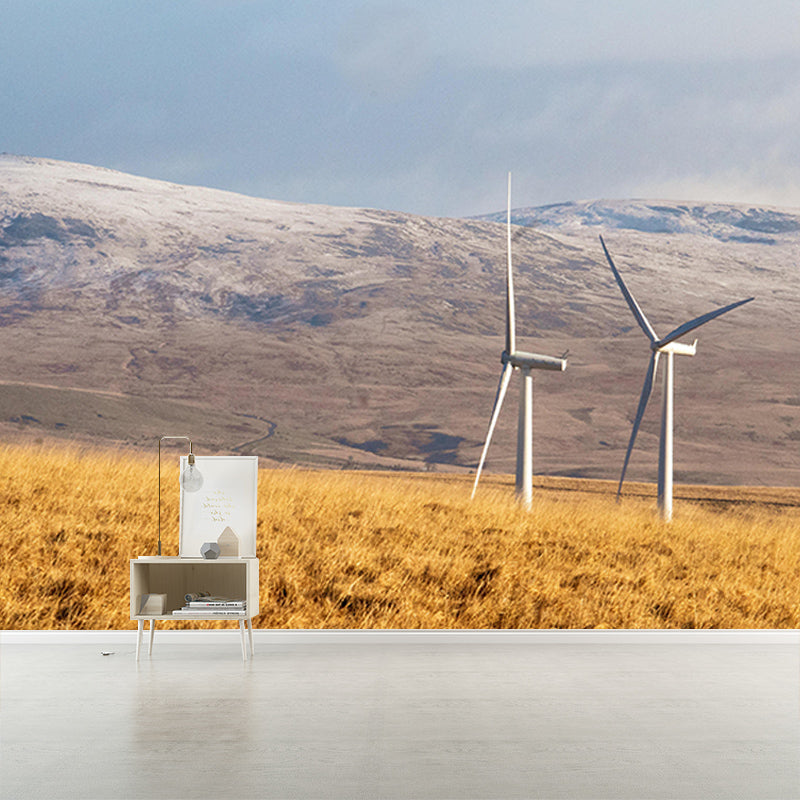 Windmill Horizontal Photography Mural Wallpaper Eco-friendly for Bedroom