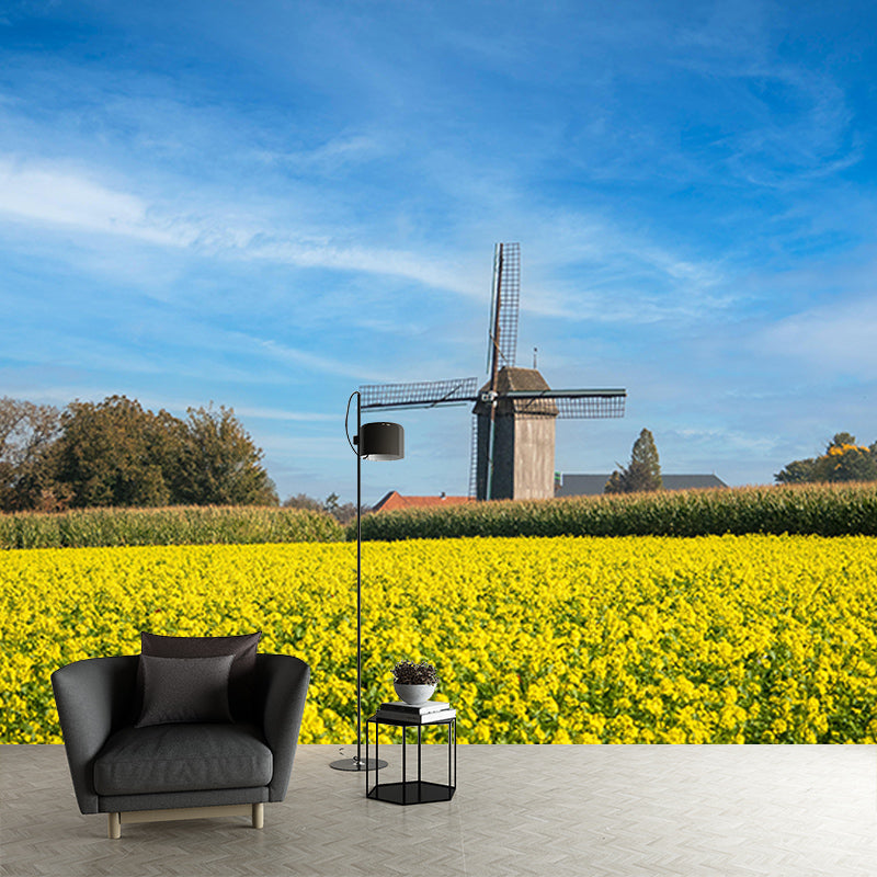Customized Windmill Photography Mural Wallpaper Eco-friendly for Sitting Room