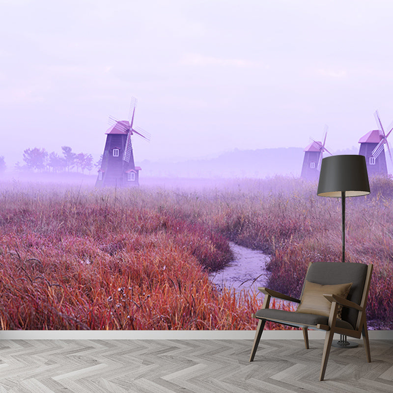 Photography Windmill Mural Wallpaper Eco-friendly for Sleeping Room