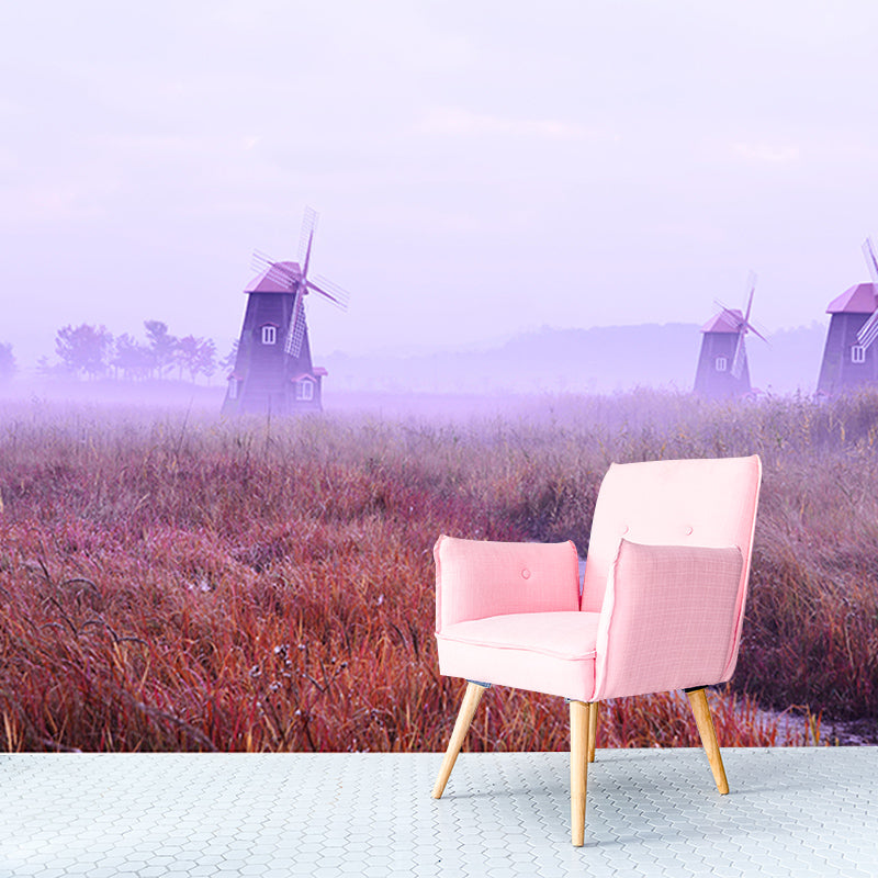 Photography Windmill Mural Wallpaper Eco-friendly for Sleeping Room