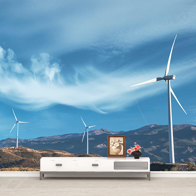 Horizontal Photography Windmill Wall Mural Wallpaper Eco-friendly for Sleeping Room
