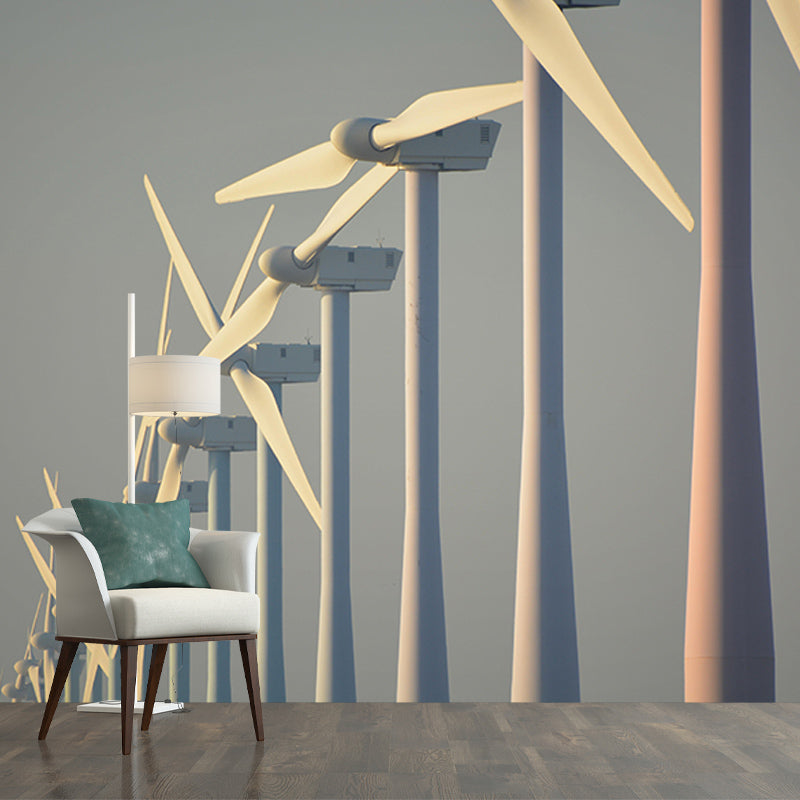 Horizontal Photography Windmill Wall Mural Wallpaper Eco-friendly for Sleeping Room