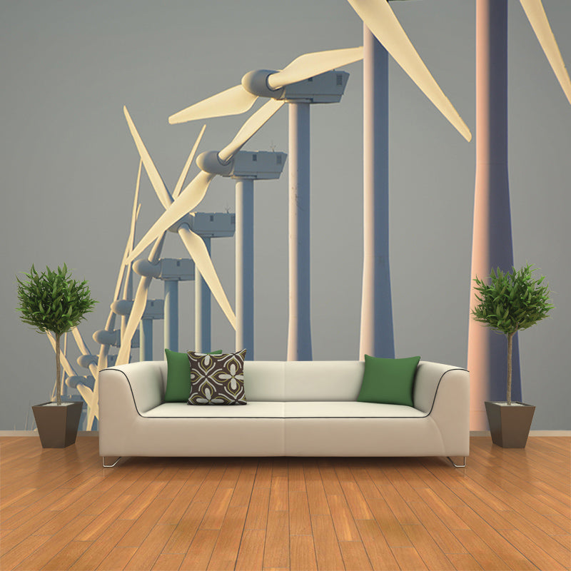 Horizontal Photography Windmill Wall Mural Wallpaper Eco-friendly for Sleeping Room