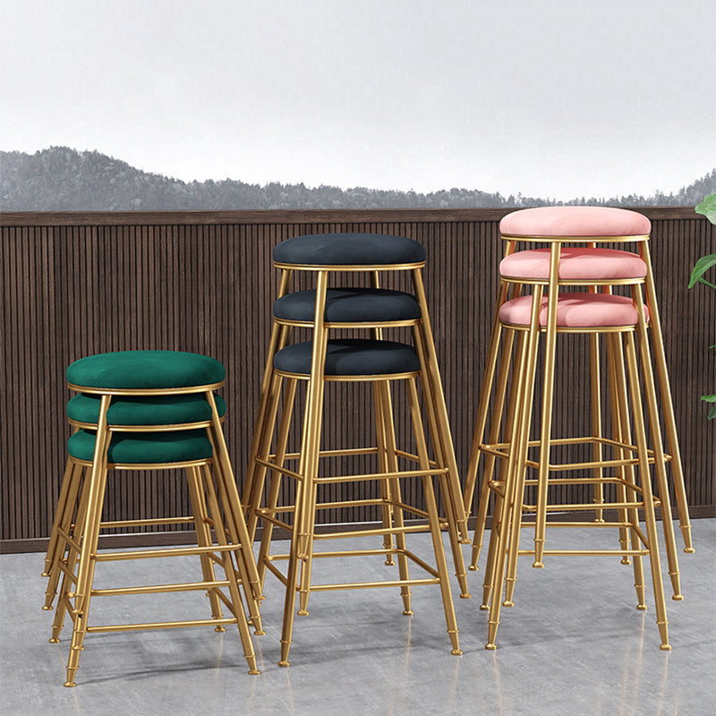 Coffee Shop Glam Bar Stool Iron Legs Footrest Stack-able Counter Stool