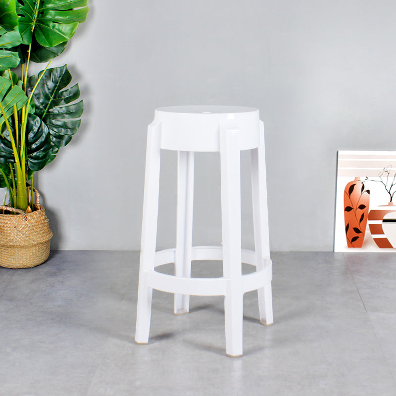 Taburete de bar plástico sin respaldo sin brazos moderno para sala de estar con pedal de plástico