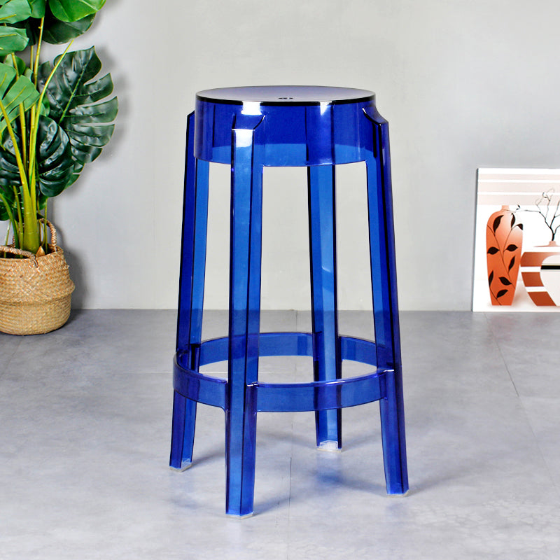 Taburete de bar plástico sin respaldo sin brazos moderno para sala de estar con pedal de plástico