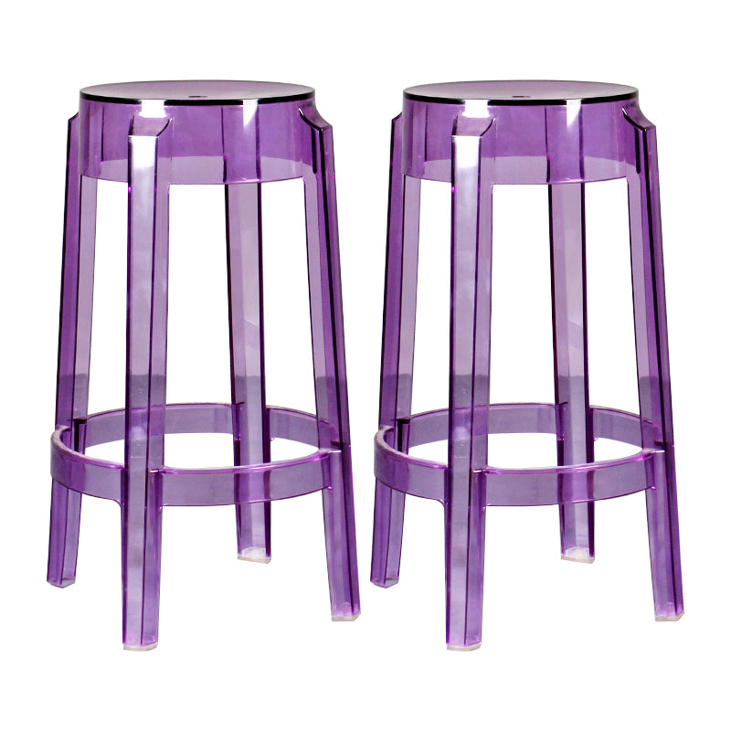 Taburete de bar plástico sin respaldo sin brazos moderno para sala de estar con pedal de plástico
