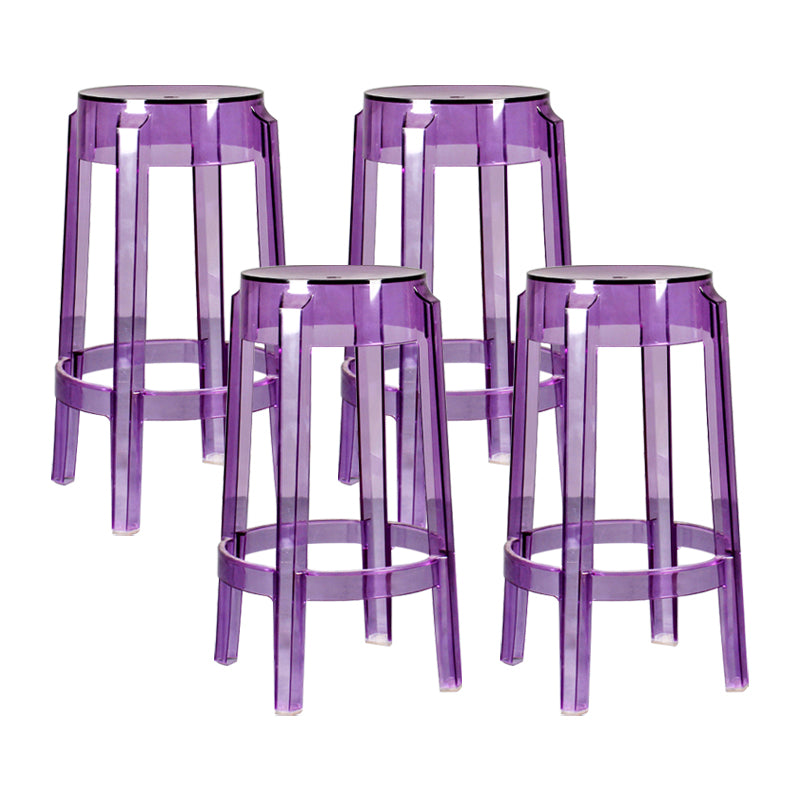 Taburete de bar plástico sin respaldo sin brazos moderno para sala de estar con pedal de plástico