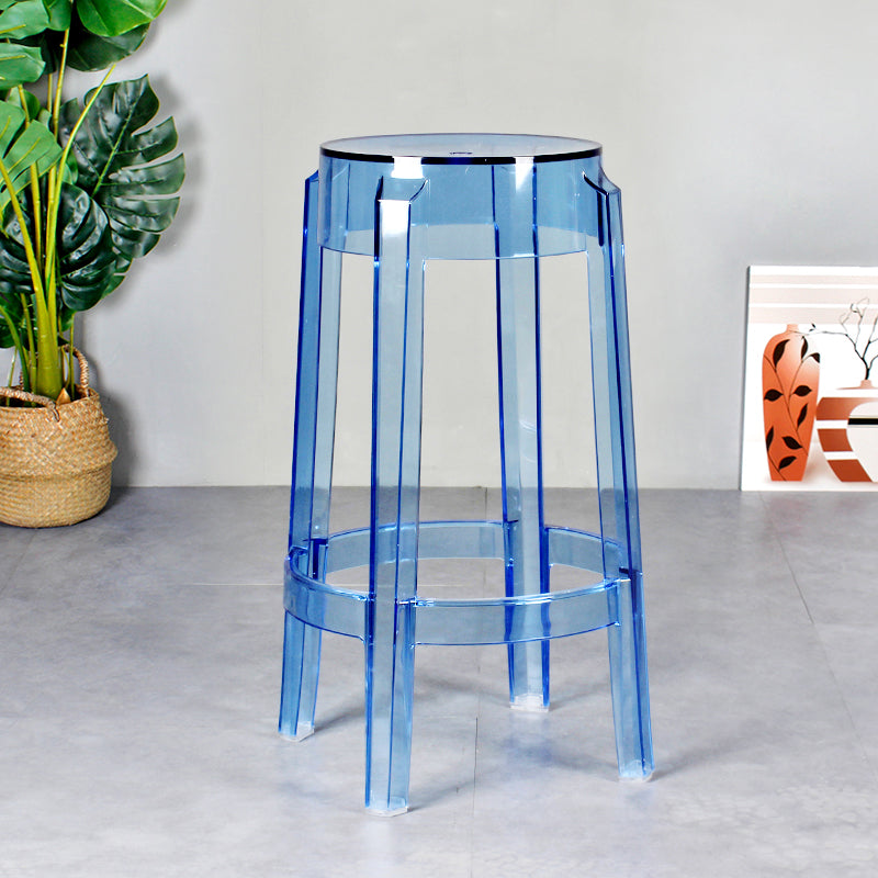 Taburete de bar plástico sin respaldo sin brazos moderno para sala de estar con pedal de plástico