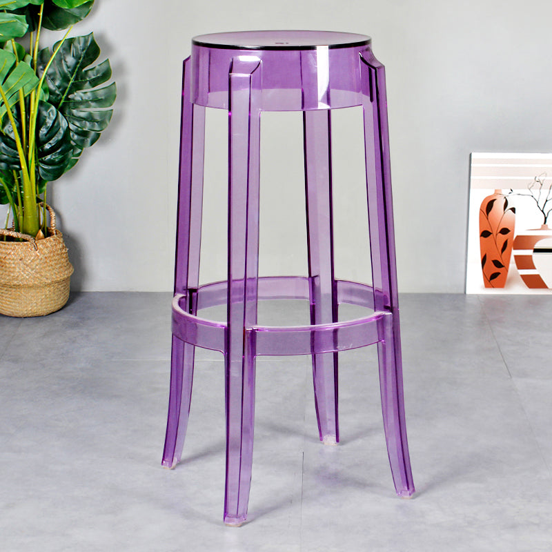 Taburete de bar plástico sin respaldo sin brazos moderno para sala de estar con pedal de plástico