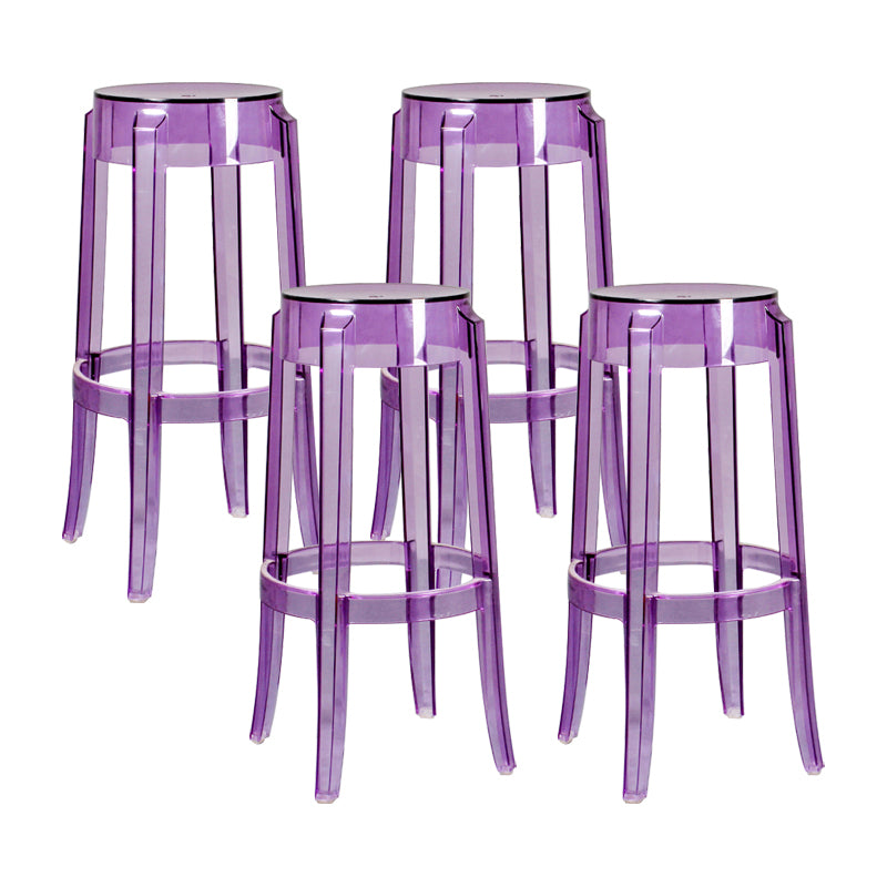 Taburete de bar plástico sin respaldo sin brazos moderno para sala de estar con pedal de plástico