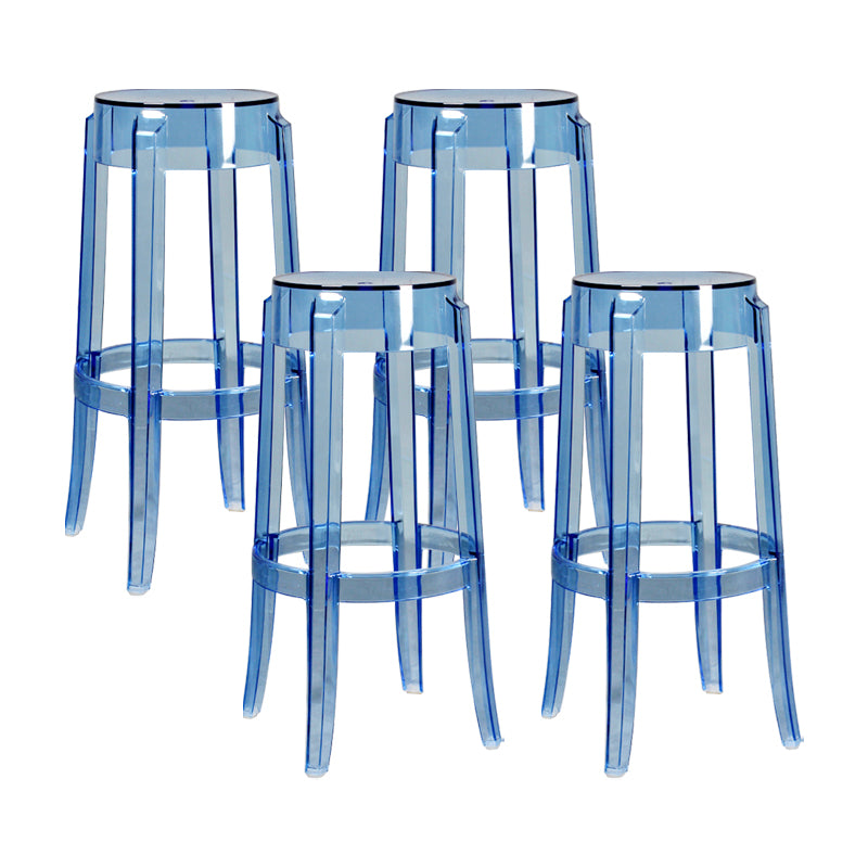 Taburete de bar plástico sin respaldo sin brazos moderno para sala de estar con pedal de plástico