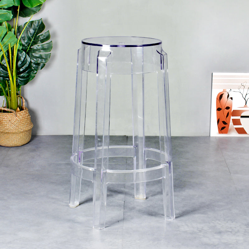 Taburete de bar plástico sin respaldo sin brazos moderno para sala de estar con pedal de plástico