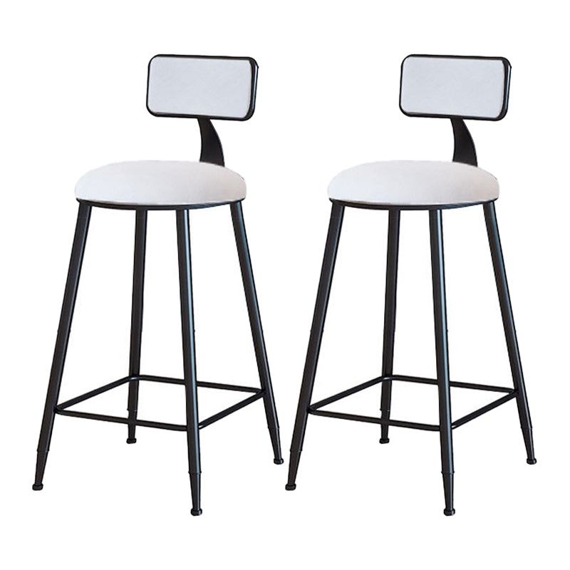 Modern Armless Backrest Counter Stool Iron Household Bar Stool with Velvet Cushion