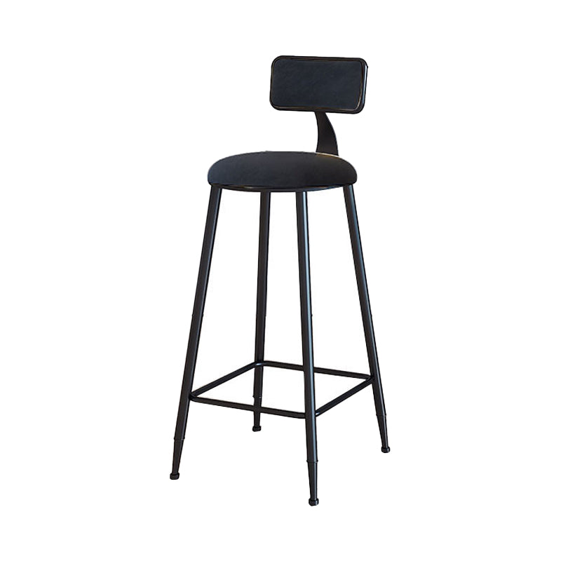 Modern Armless Backrest Counter Stool Iron Household Bar Stool with Velvet Cushion