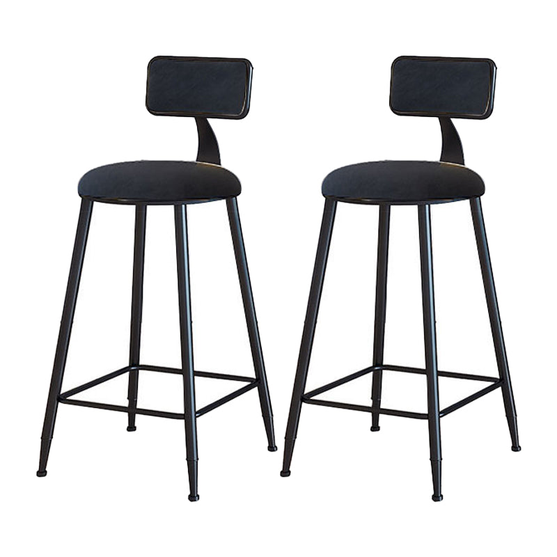 Modern Armless Backrest Counter Stool Iron Household Bar Stool with Velvet Cushion