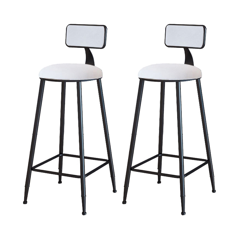 Modern Armless Backrest Counter Stool Iron Household Bar Stool with Velvet Cushion