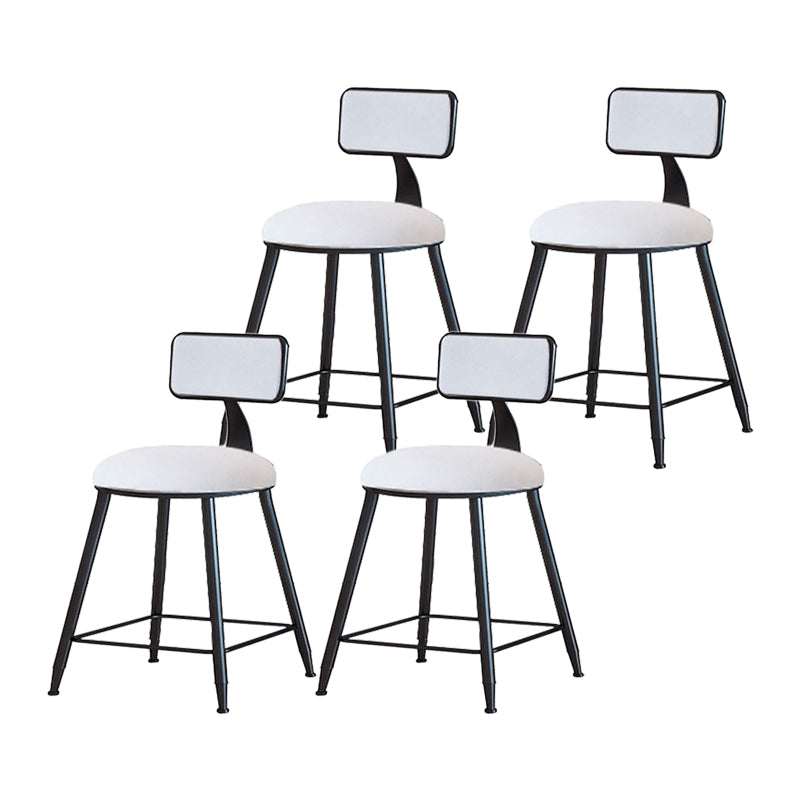 Modern Armless Backrest Counter Stool Iron Household Bar Stool with Velvet Cushion