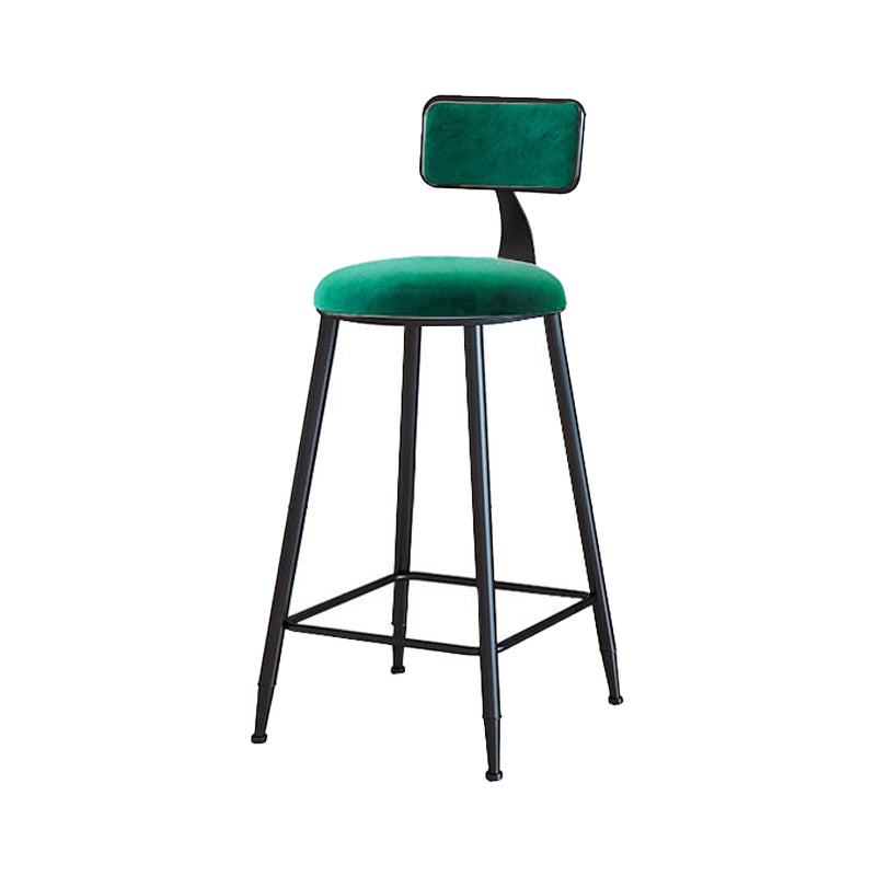 Modern Armless Backrest Counter Stool Iron Household Bar Stool with Velvet Cushion
