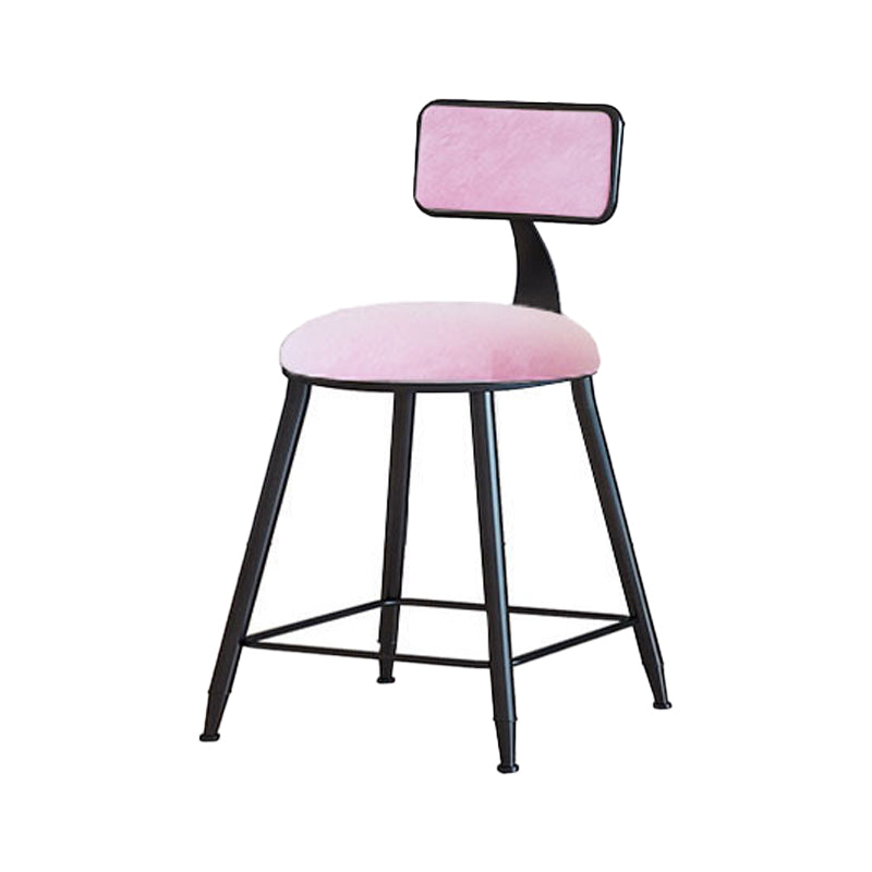 Modern Armless Backrest Counter Stool Iron Household Bar Stool with Velvet Cushion