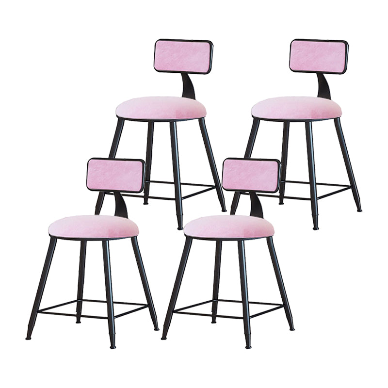 Modern Armless Backrest Counter Stool Iron Household Bar Stool with Velvet Cushion