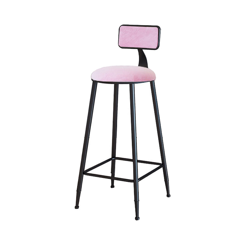 Modern Armless Backrest Counter Stool Iron Household Bar Stool with Velvet Cushion