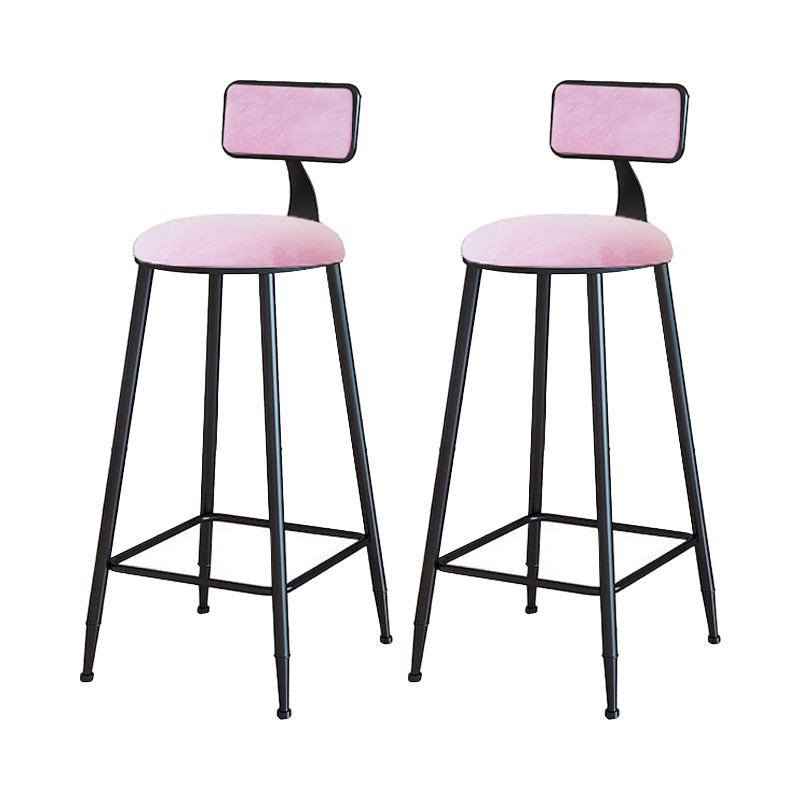 Modern Armless Backrest Counter Stool Iron Household Bar Stool with Velvet Cushion
