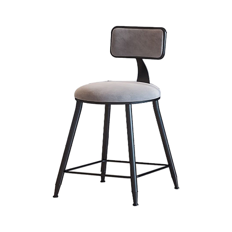 Modern Armless Backrest Counter Stool Iron Household Bar Stool with Velvet Cushion