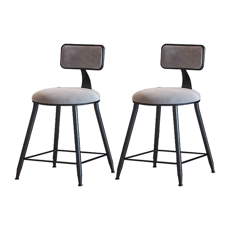 Modern Armless Backrest Counter Stool Iron Household Bar Stool with Velvet Cushion