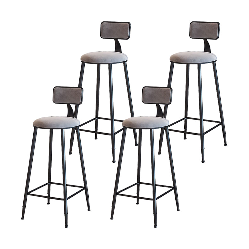 Modern Armless Backrest Counter Stool Iron Household Bar Stool with Velvet Cushion