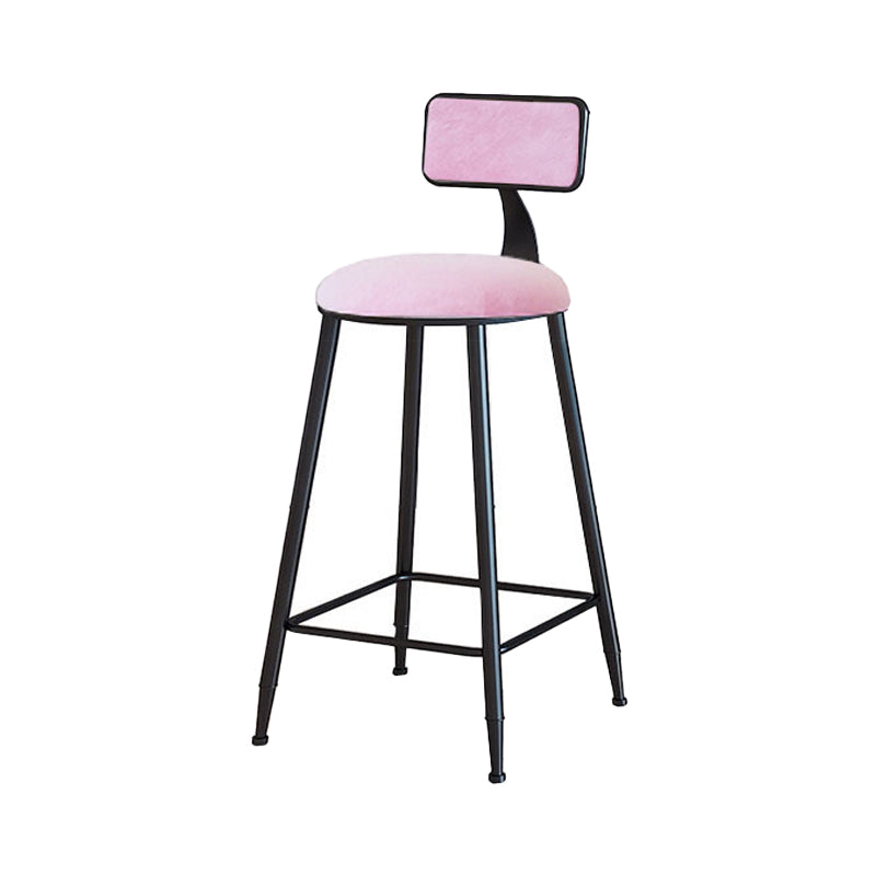 Modern Armless Backrest Counter Stool Iron Household Bar Stool with Velvet Cushion