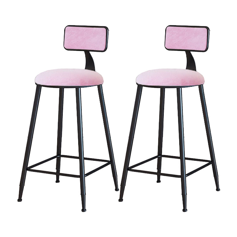 Modern Armless Backrest Counter Stool Iron Household Bar Stool with Velvet Cushion