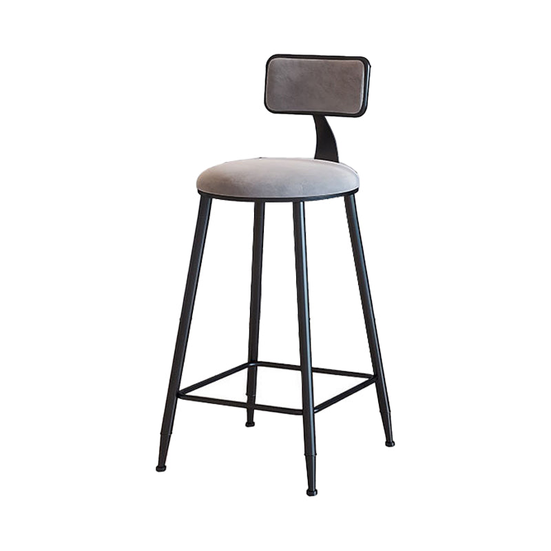 Modern Armless Backrest Counter Stool Iron Household Bar Stool with Velvet Cushion